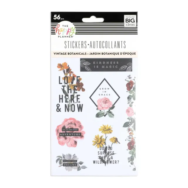 Happy Planner Vintage Botanical stickers fleurs 56 stickers