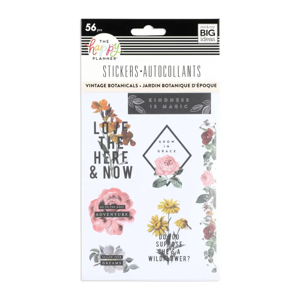 Happy Planner Vintage Botanical stickers fleurs 56 stickers