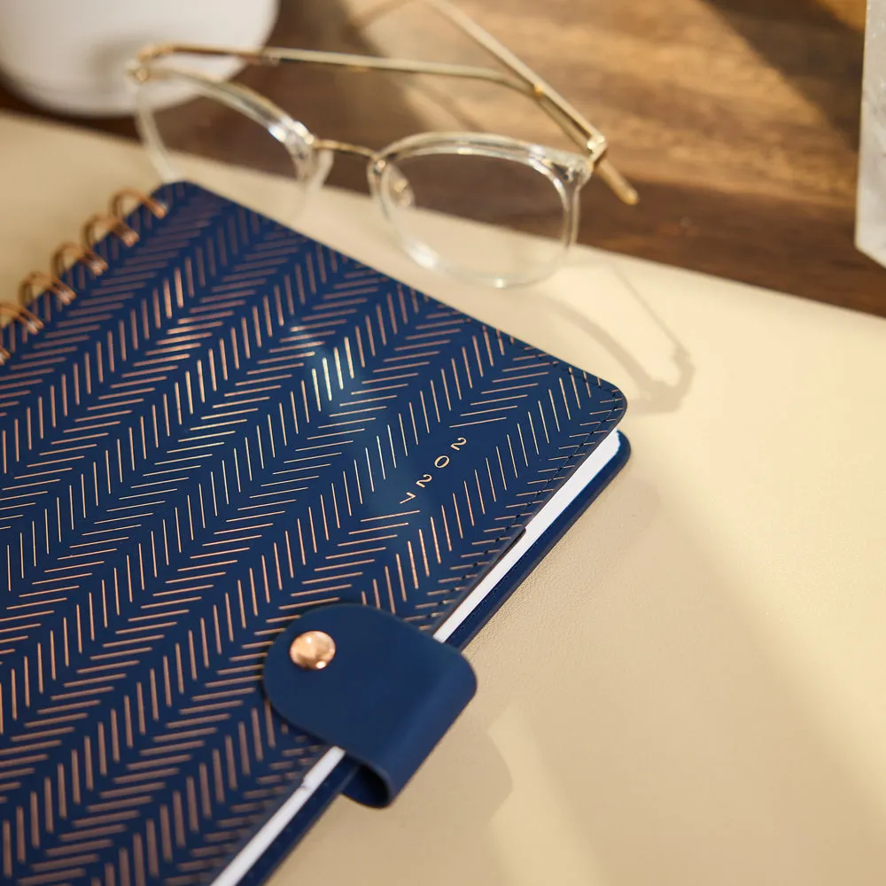 Happy Planner Citrine 2027 agenda spiralé A5 pro bleu marine