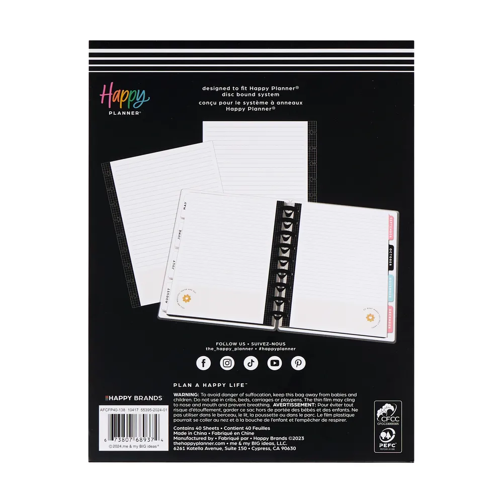 Happy Planner Quirky Plans recharge classic 40 feuilles pointillé