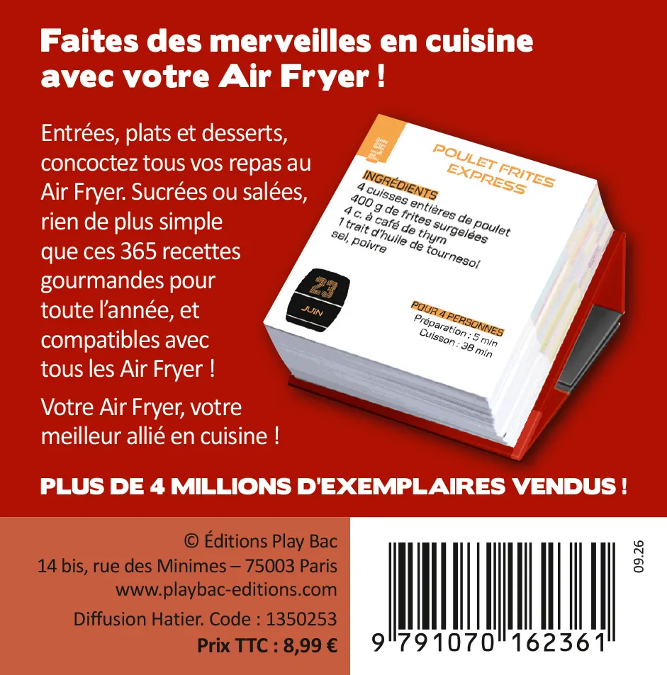 Frigobloc 365 recettes Air Fryer mini calendrier cuisine