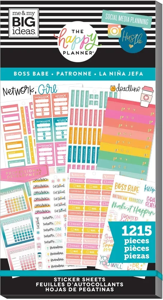 Happy Planner Boss Babe stickers value pack Classic 1215 pièces