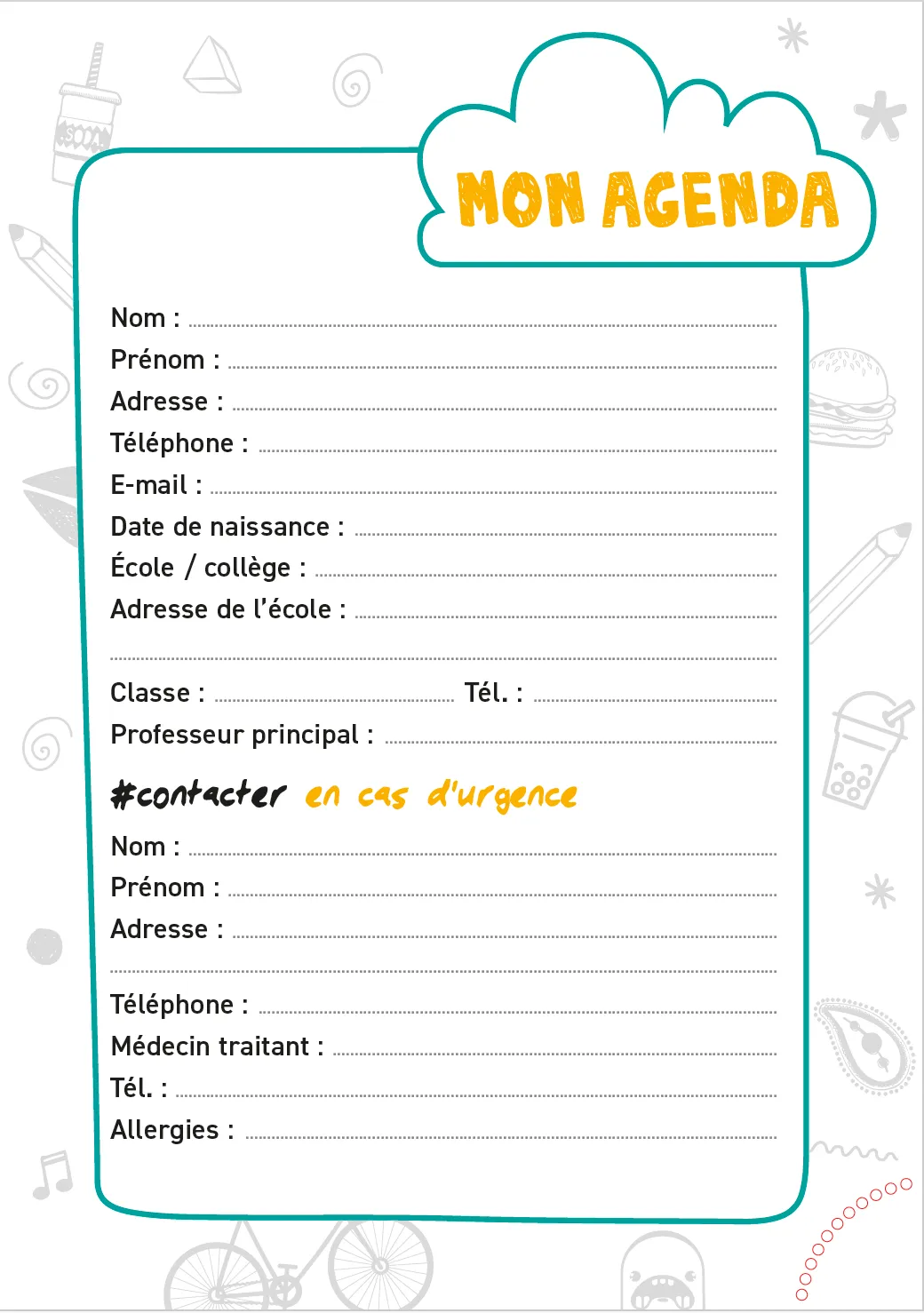 Frigobloc Mon agenda créatif spécial sixième 2024-2025 agenda personnalisable