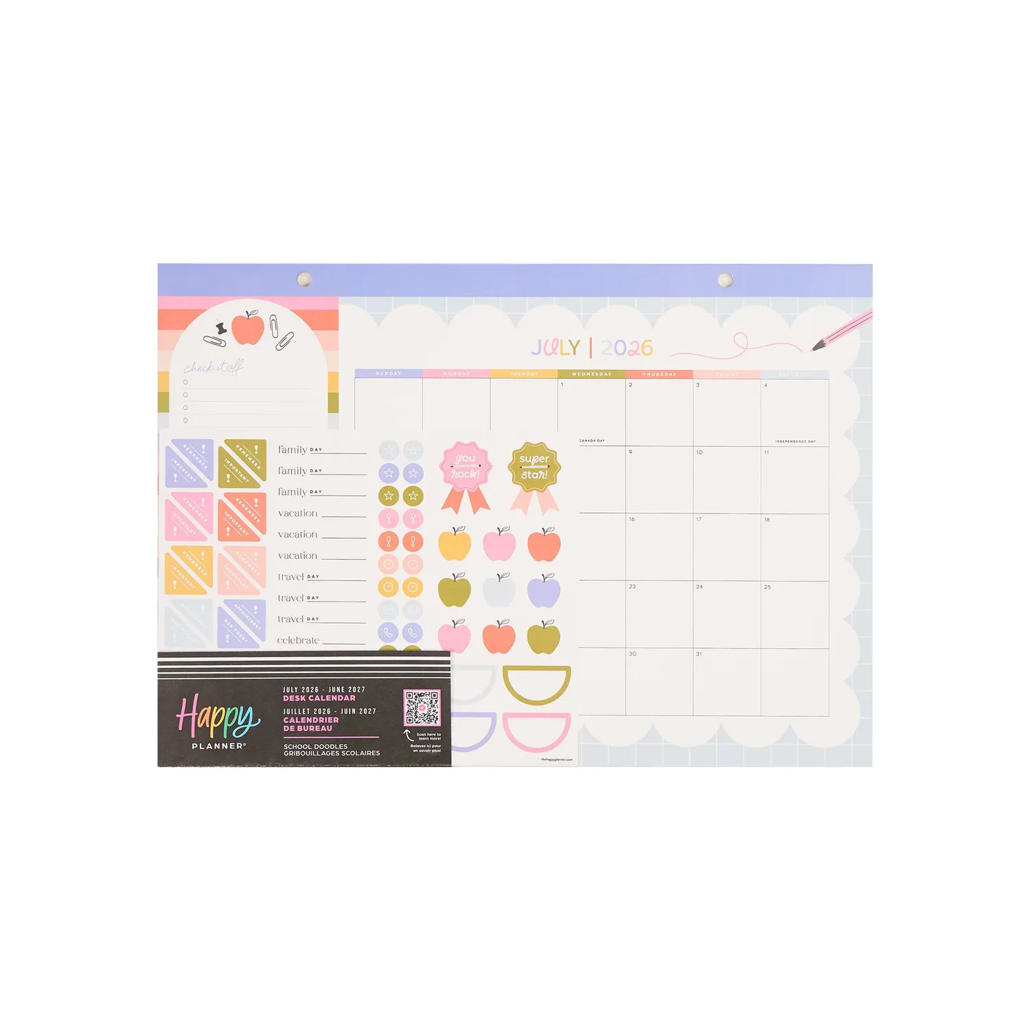 Me & my big ideas School Doodles calendrier bureau 12 mois
