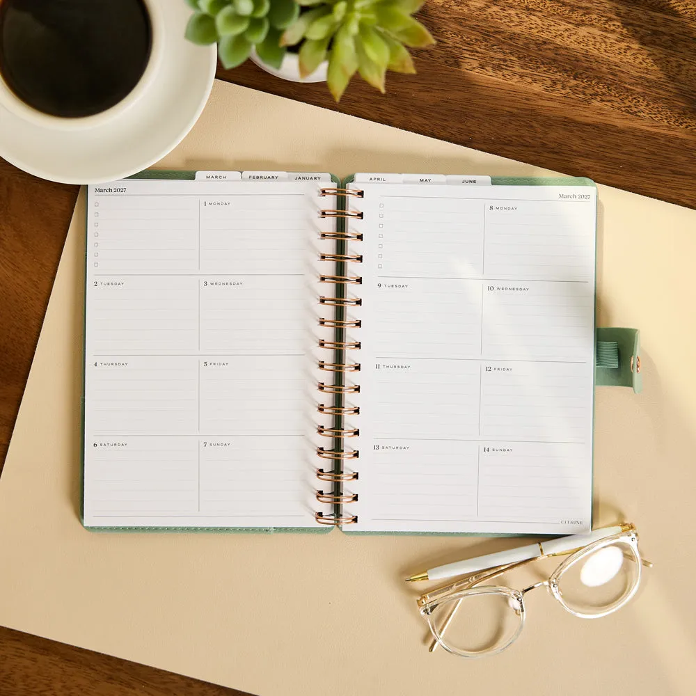 Happy Planner Citrine Sage Waves 2027 agenda A5 sage 12 mois
