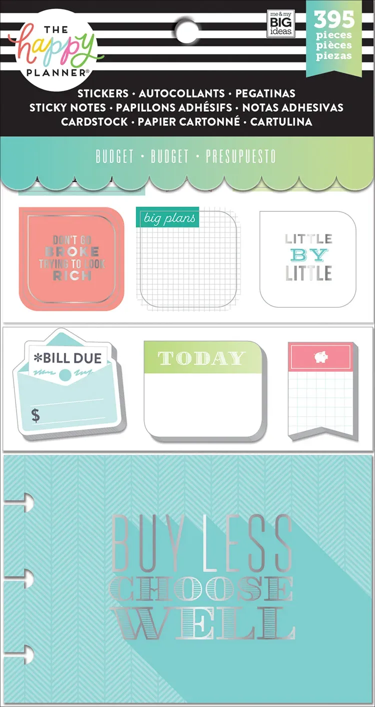 Happy Planner Budget kit accessoires stickers notes cartes