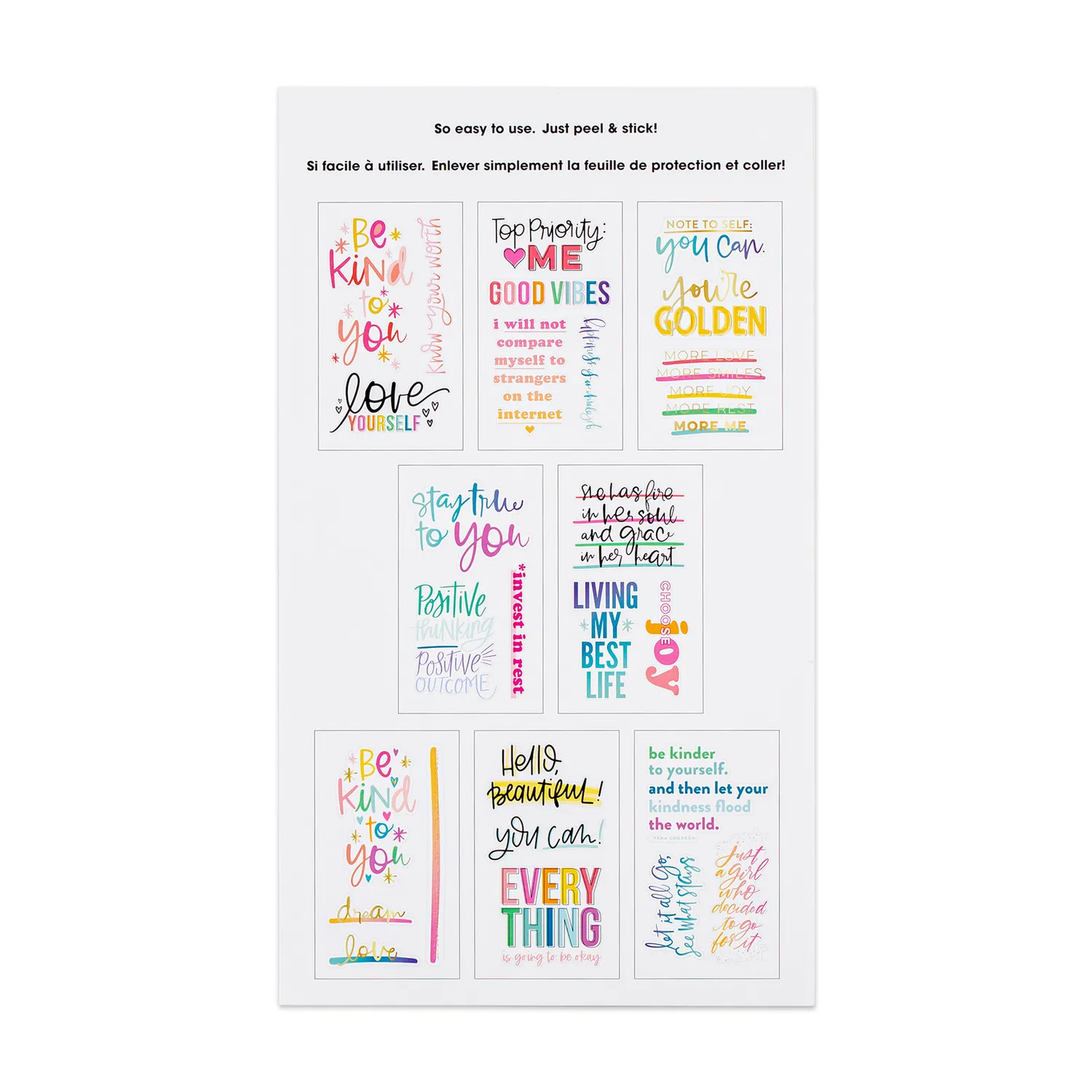 Happy Planner Self-Love stickers 8 feuilles grand format