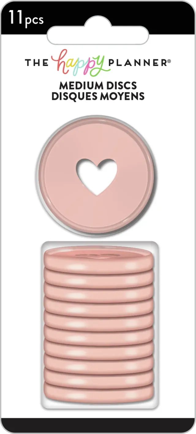 Happy Planner Blush disques plastique Medium x11 rose