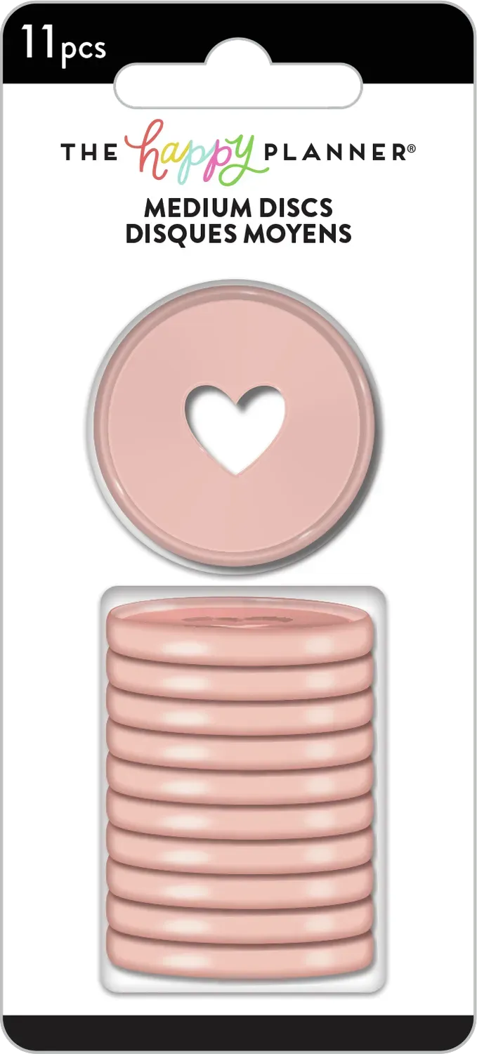 Happy Planner Blush disques plastique Medium x11 rose