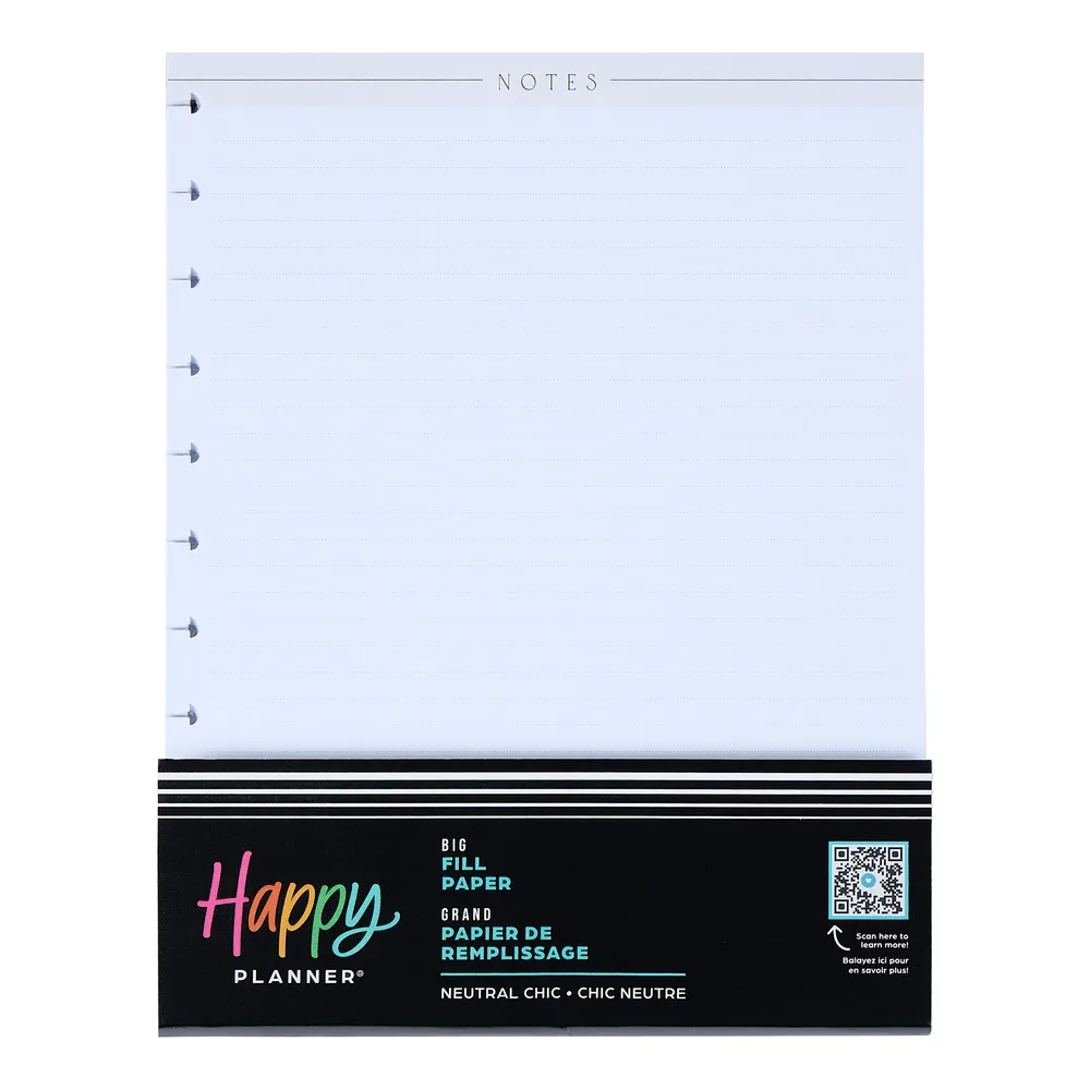 Happy Planner Neutral Chic Big recharge 40 feuilles lignée