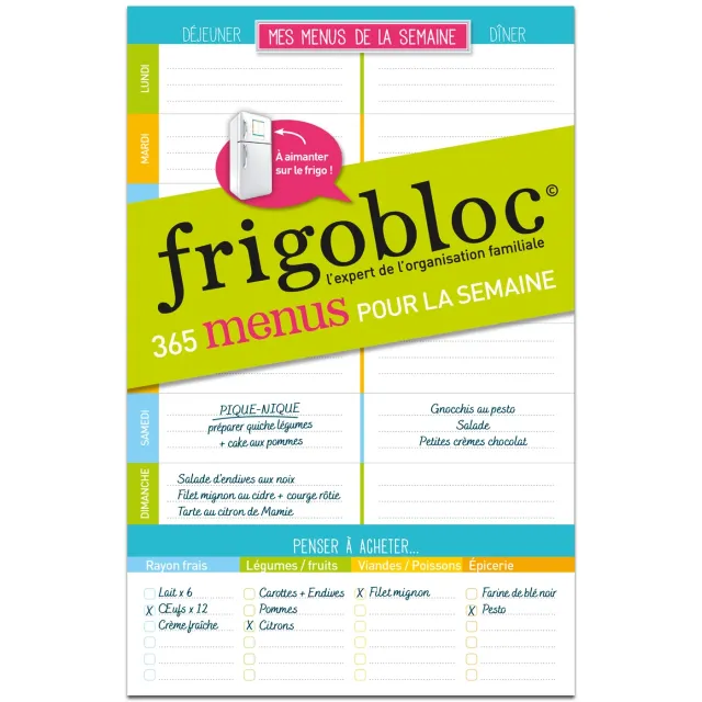 Frigobloc Mes Listes de menus bloc 52 listes aimanté
