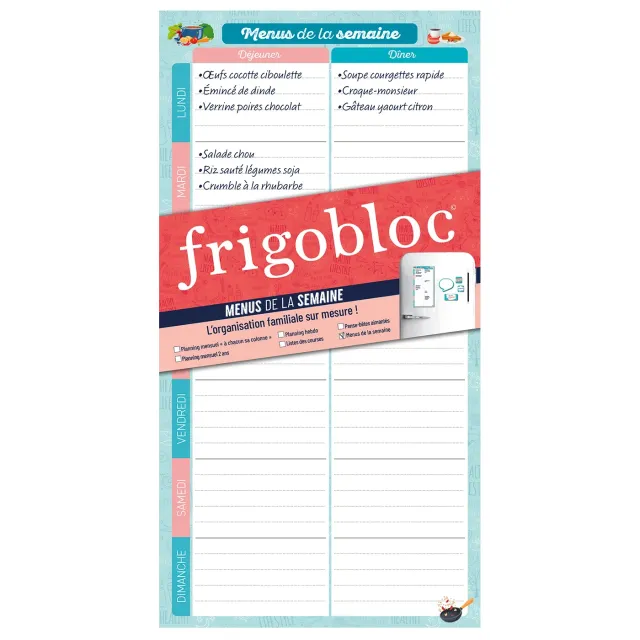 Frigobloc Menus de la semaine bloc aimanté 52 semaines
