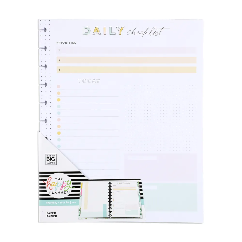 Happy Planner Big Daily Checklist and Priorities recharge 40 feuilles