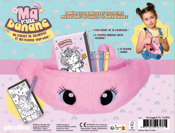 Frigobloc Ma P'tite banane Licorne kit coloriage feutres