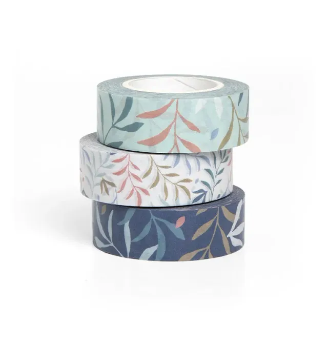 Filofax Botanical set 3 washi tapes bleu menthe corail