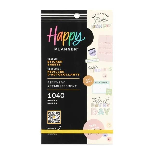 Happy Planner Recovery stickers value pack 30 feuilles 1040 motivation