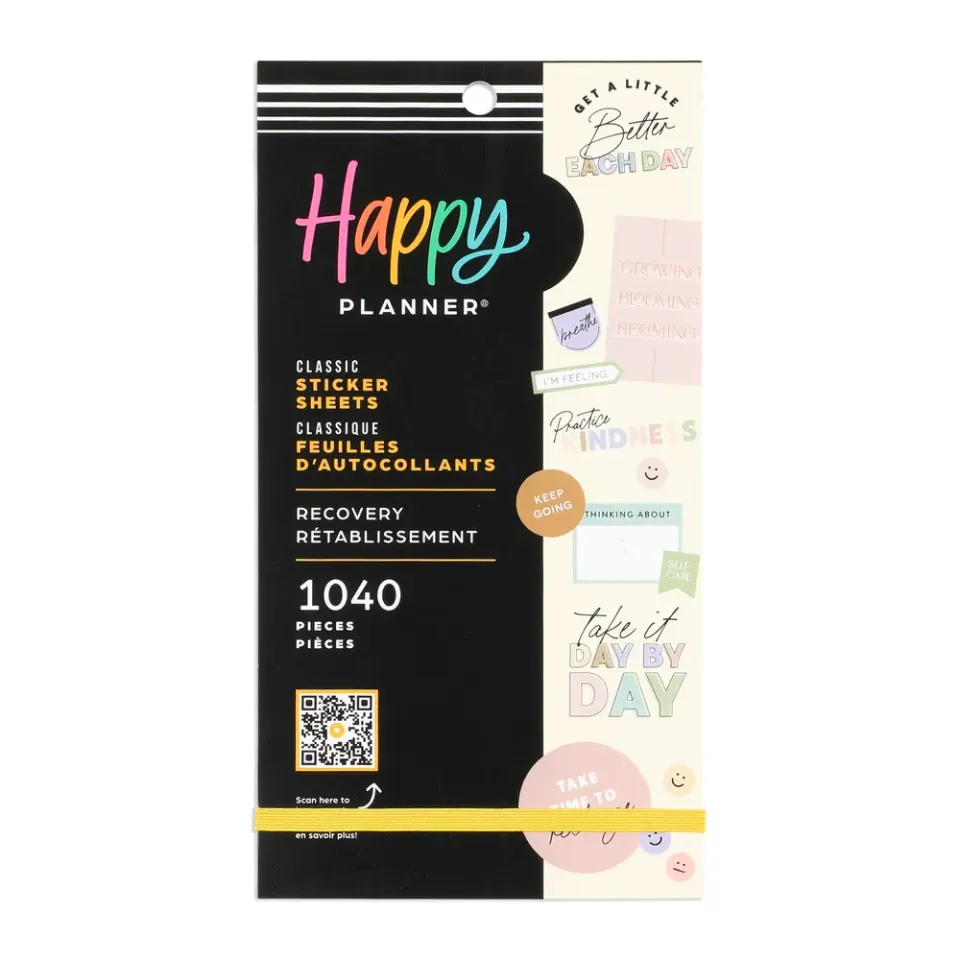 Happy Planner Recovery stickers value pack 30 feuilles 1040 motivation