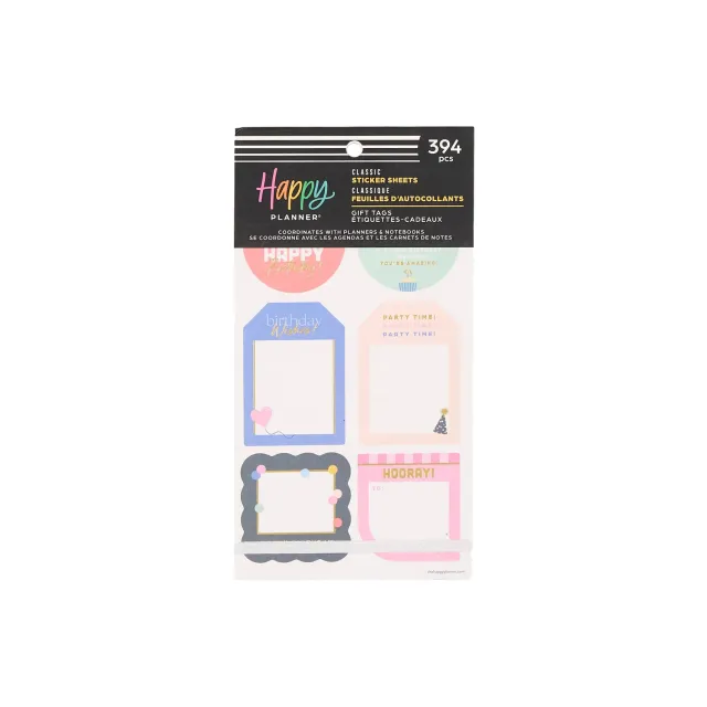 Happy Planner Gift Tags stickers étiquettes cadeaux 30 planches