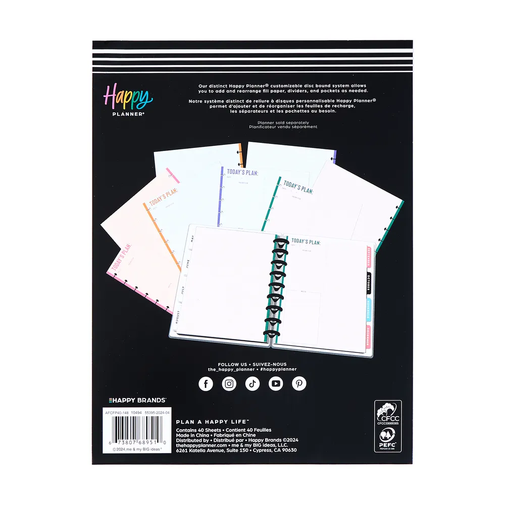 Happy Planner Vivid Brights recharge Classic Dashboard 40 feuilles