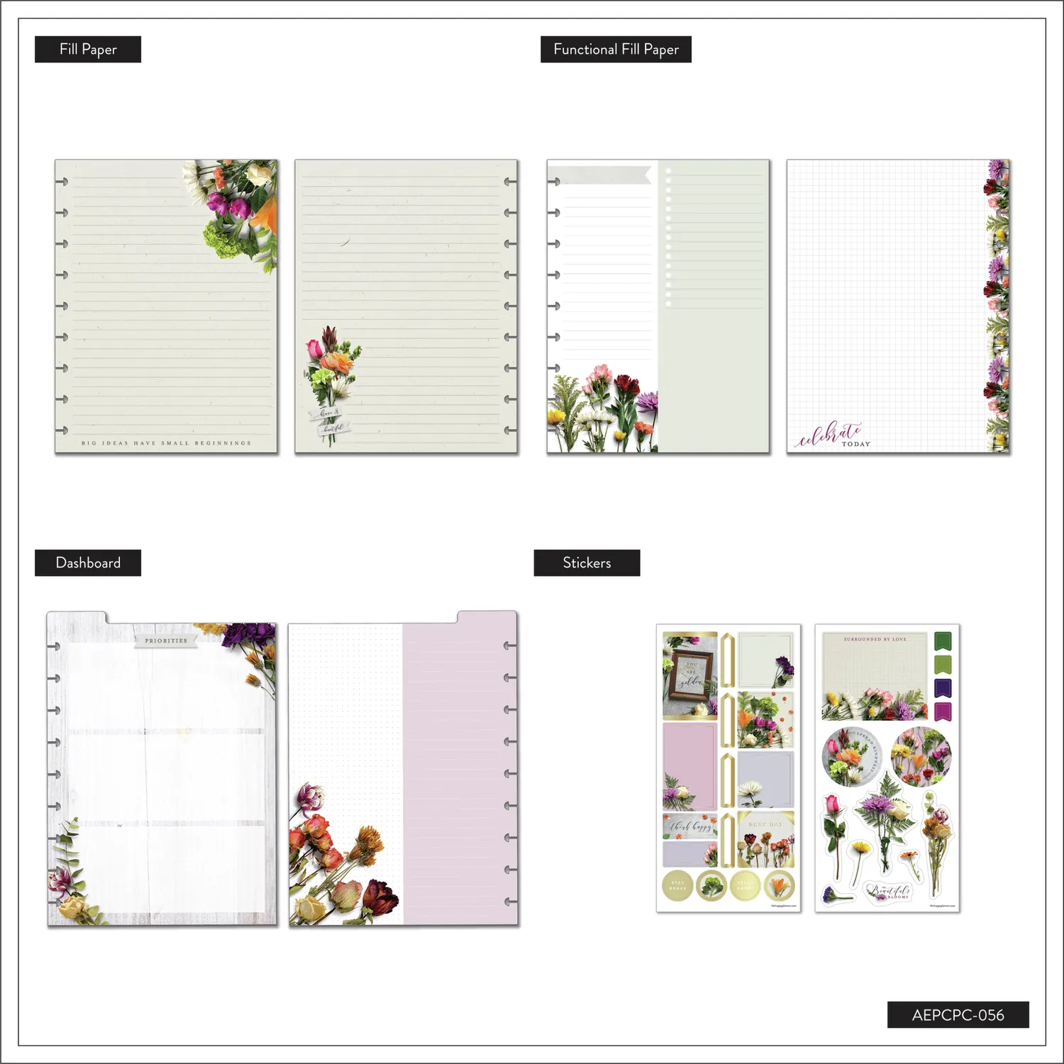 Happy Planner Beautiful Blooms kit accessoires Classic