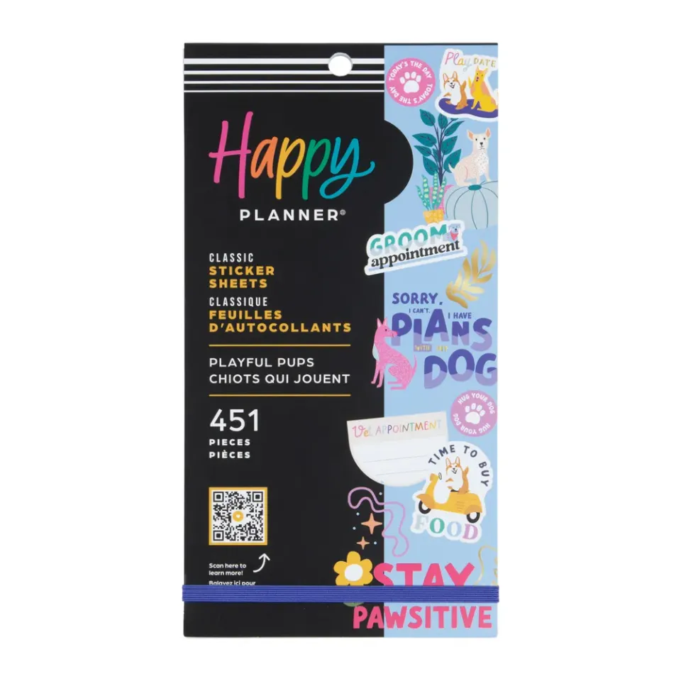Happy Planner Playful Pups stickers agenda 451 pcs doré chiens