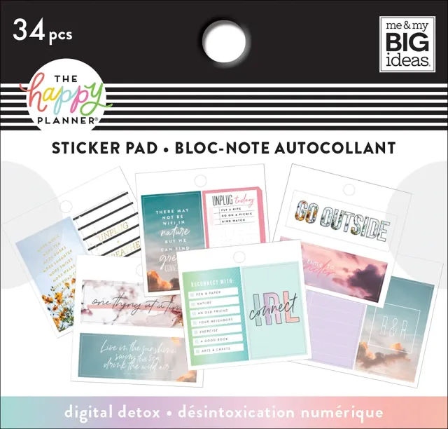 Happy Planner Digital Detox mini stickers pad 20 planches