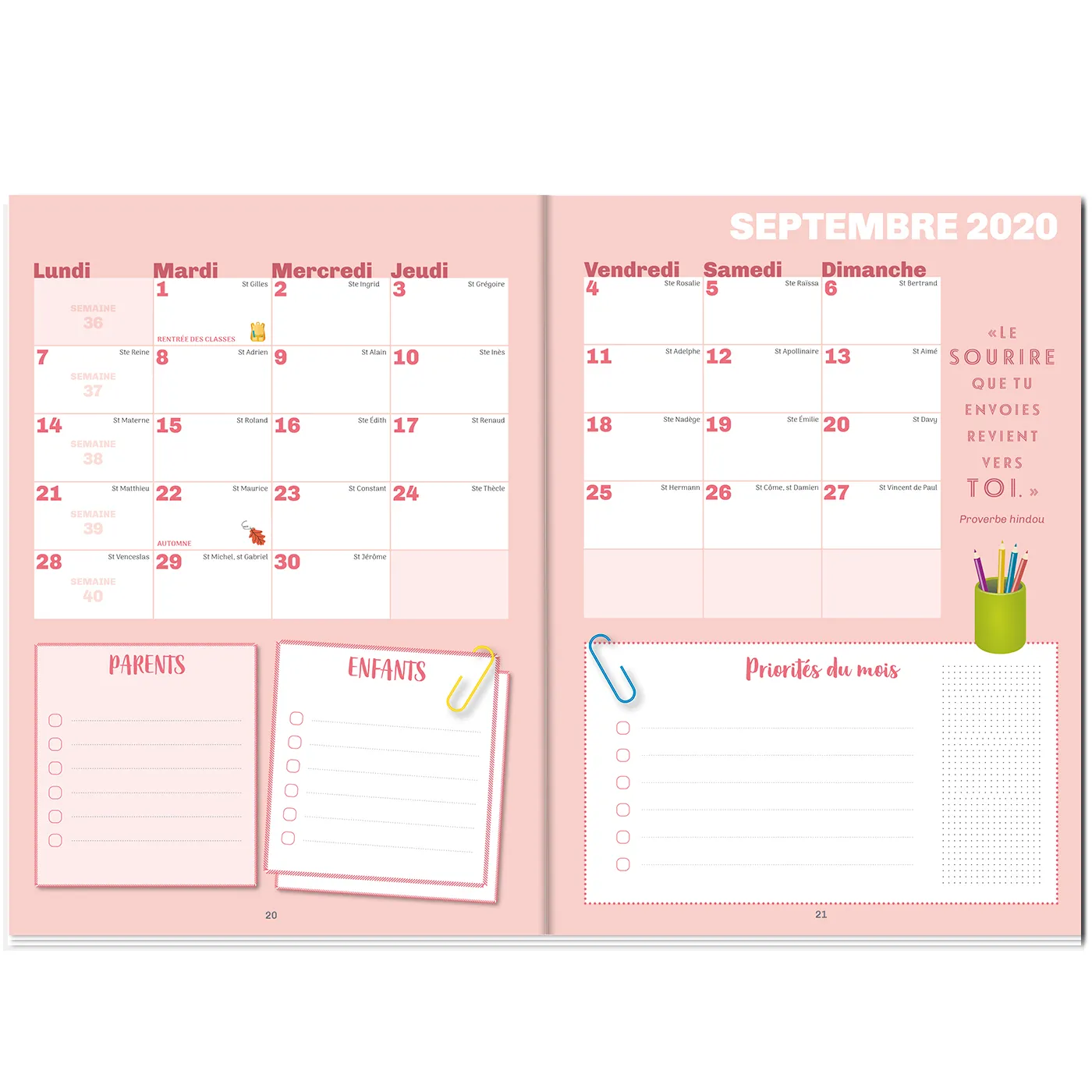 Frigobloc Ultra Simple sept 2021-déc 2022 agenda familial stickers