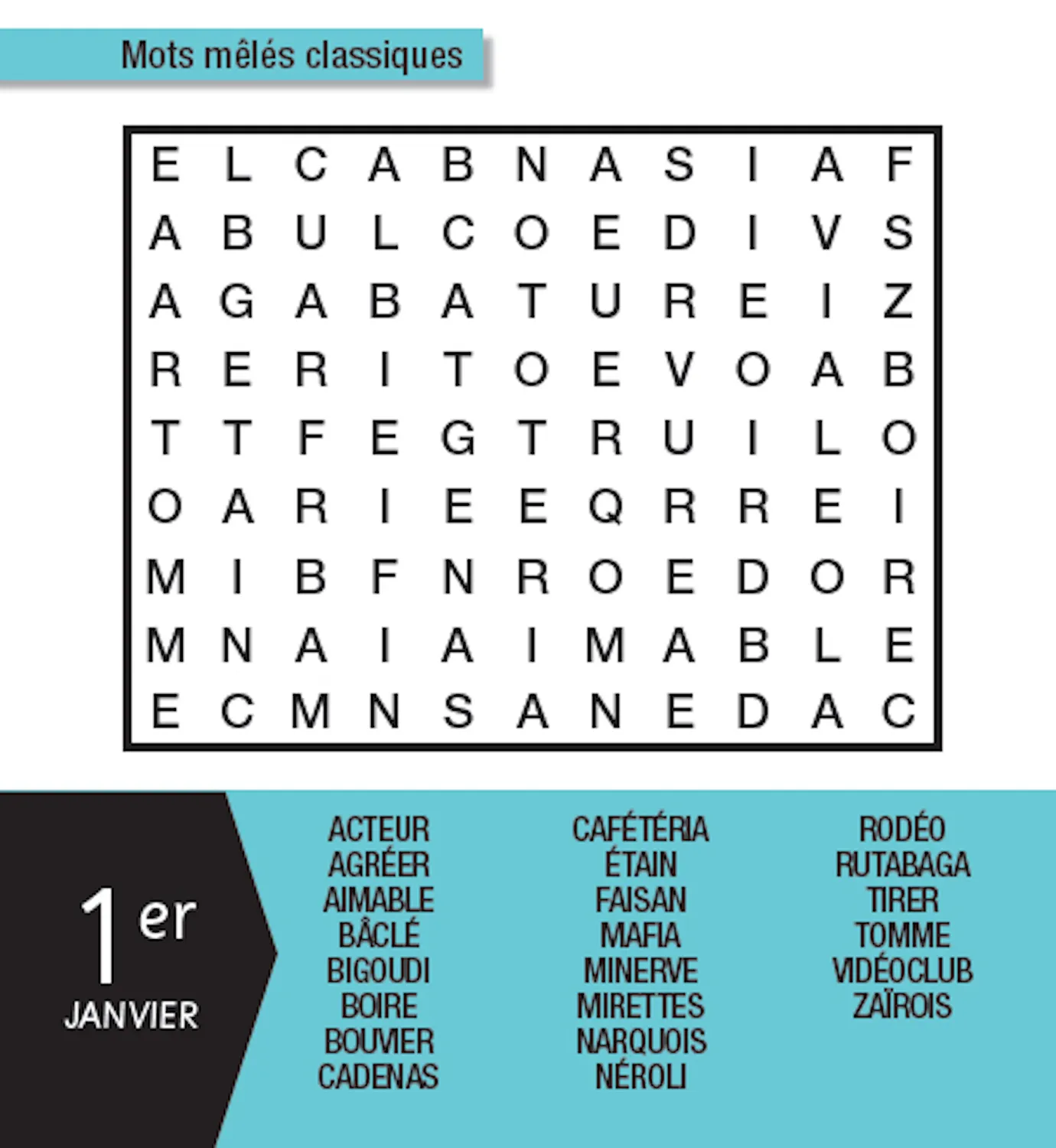 Frigobloc 365 mots mêlés mini calendrier jeux 365 jours