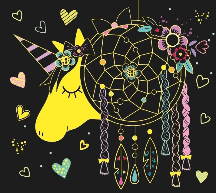 Frigobloc Attrape-rêves Licorne cartes à gratter phosphorescentes