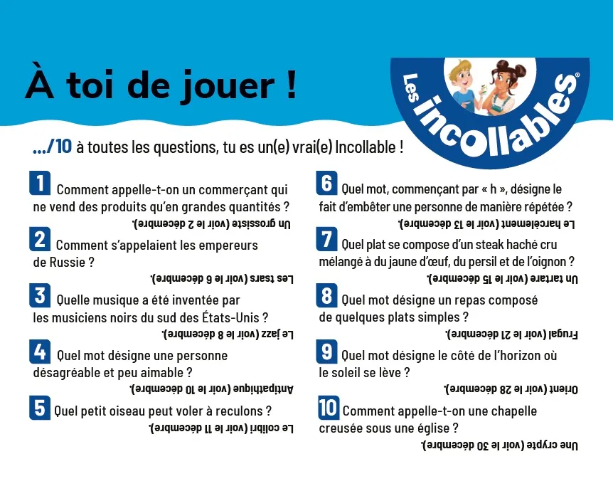 Les Incollables Un mot par jour CM1 chevalet vocabulaire 9-10 ans