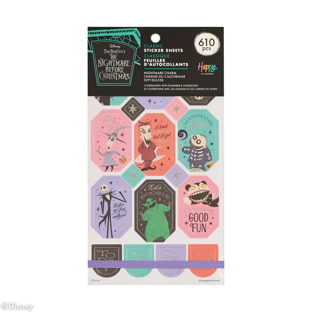 Happy Planner Disney Nightmare Christmas autocollants 30 planches