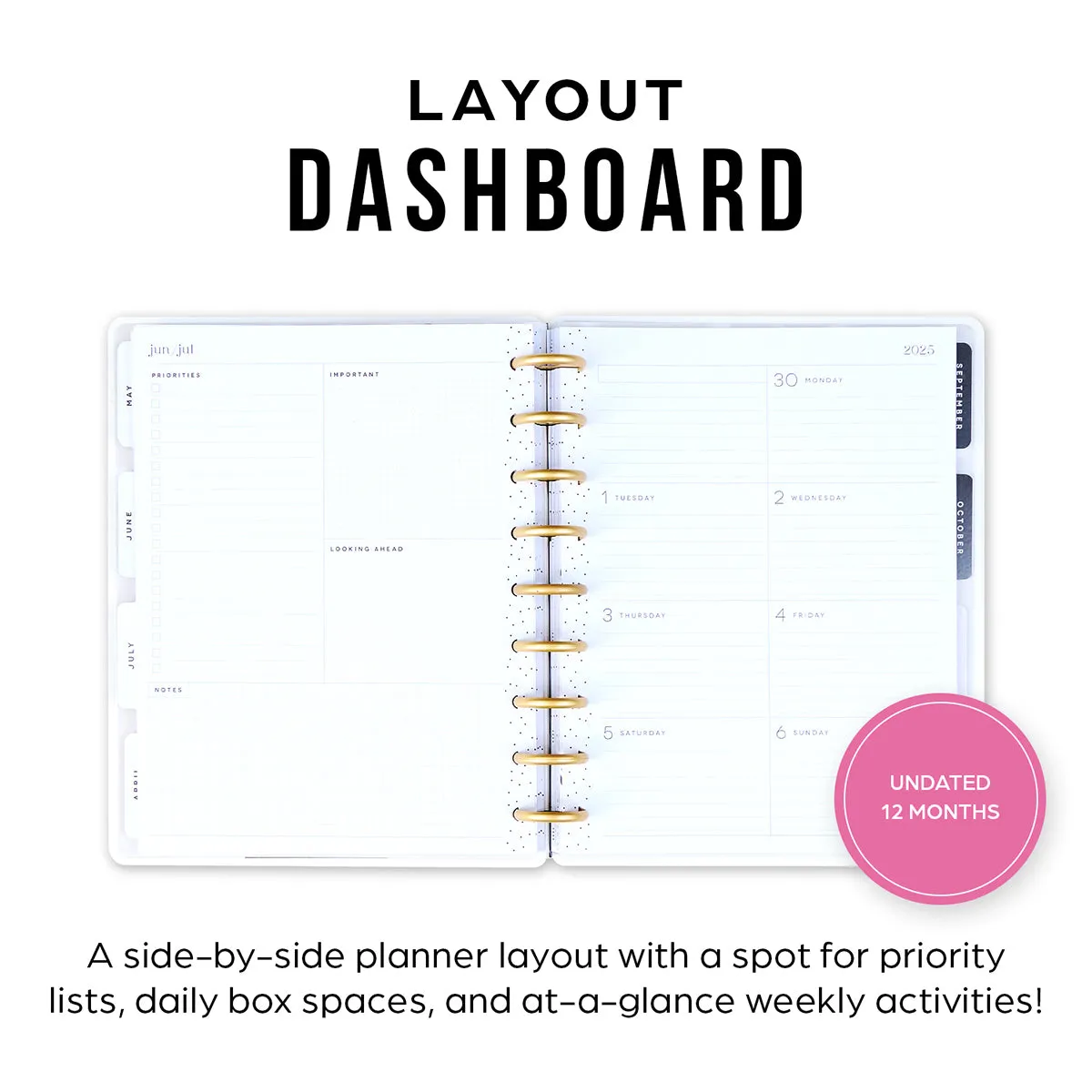 Happy Planner Cat Coq Retro Sunset agenda Classic dashboard non daté