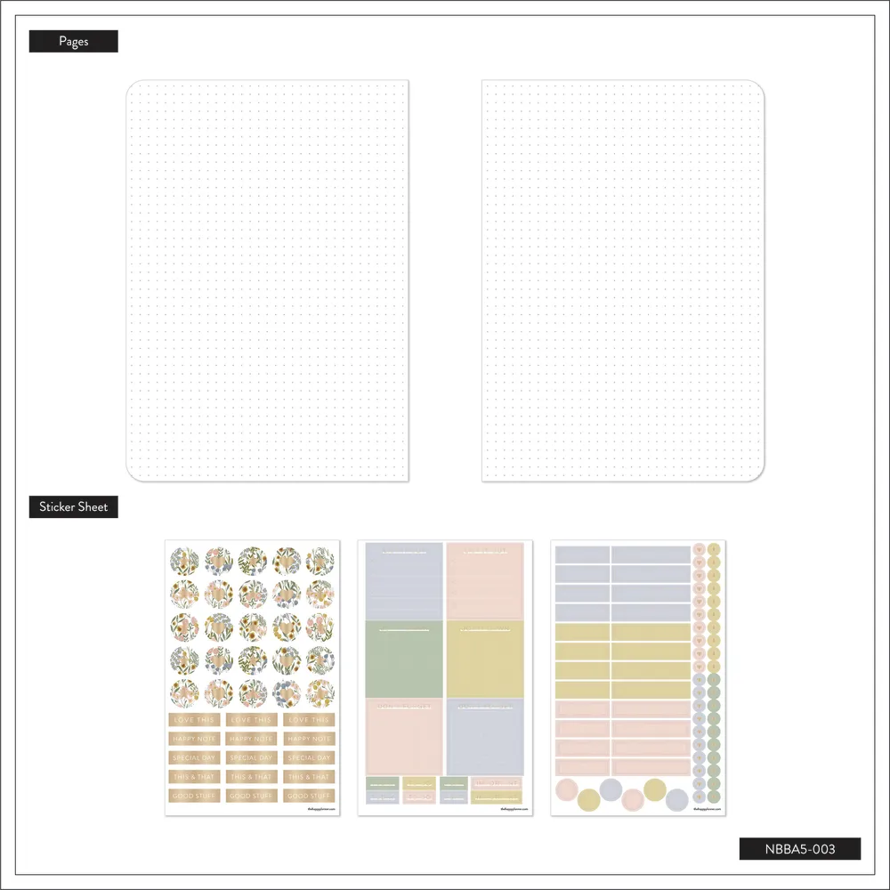 Happy Planner Ditsy Wildflower journal pointillé 160g floral
