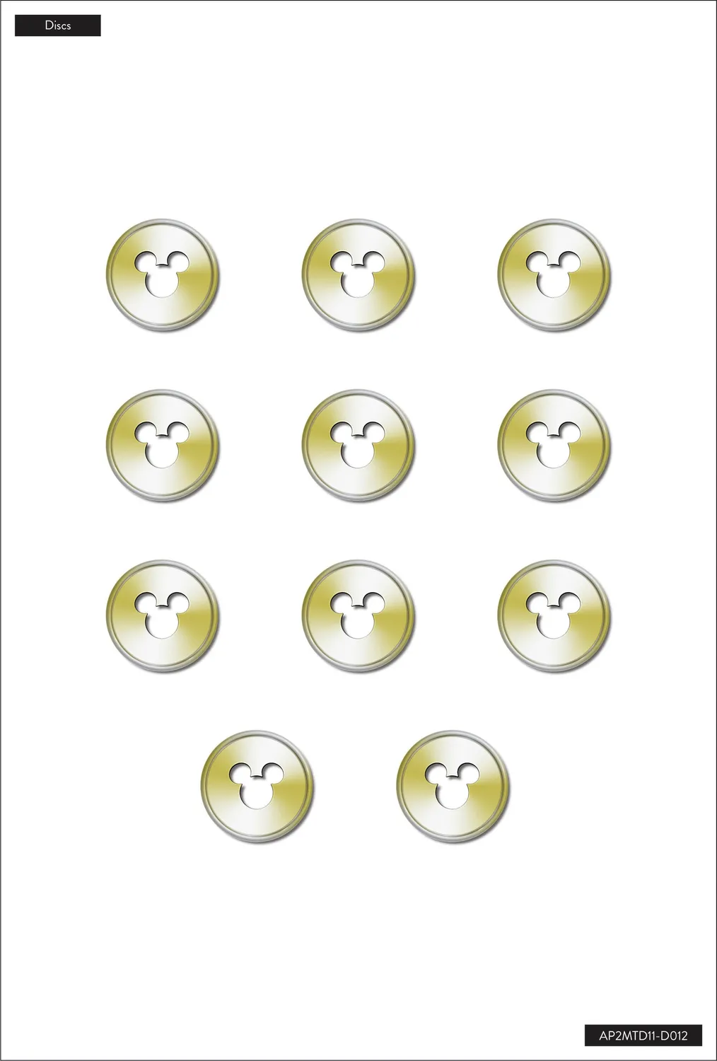 Happy Planner Mickey disques metal Medium gold x11