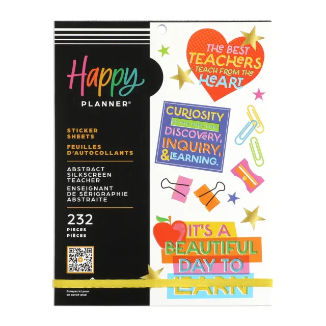 Happy Planner Teacher Abstract Silkscreen stickers large 232 pièces