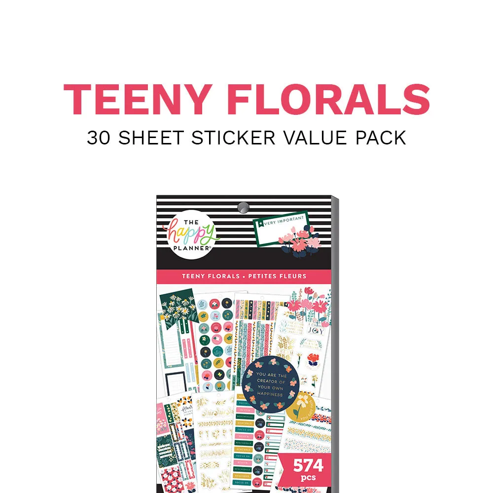 Happy Planner Teeny Florals carnet stickers 574 doré floral