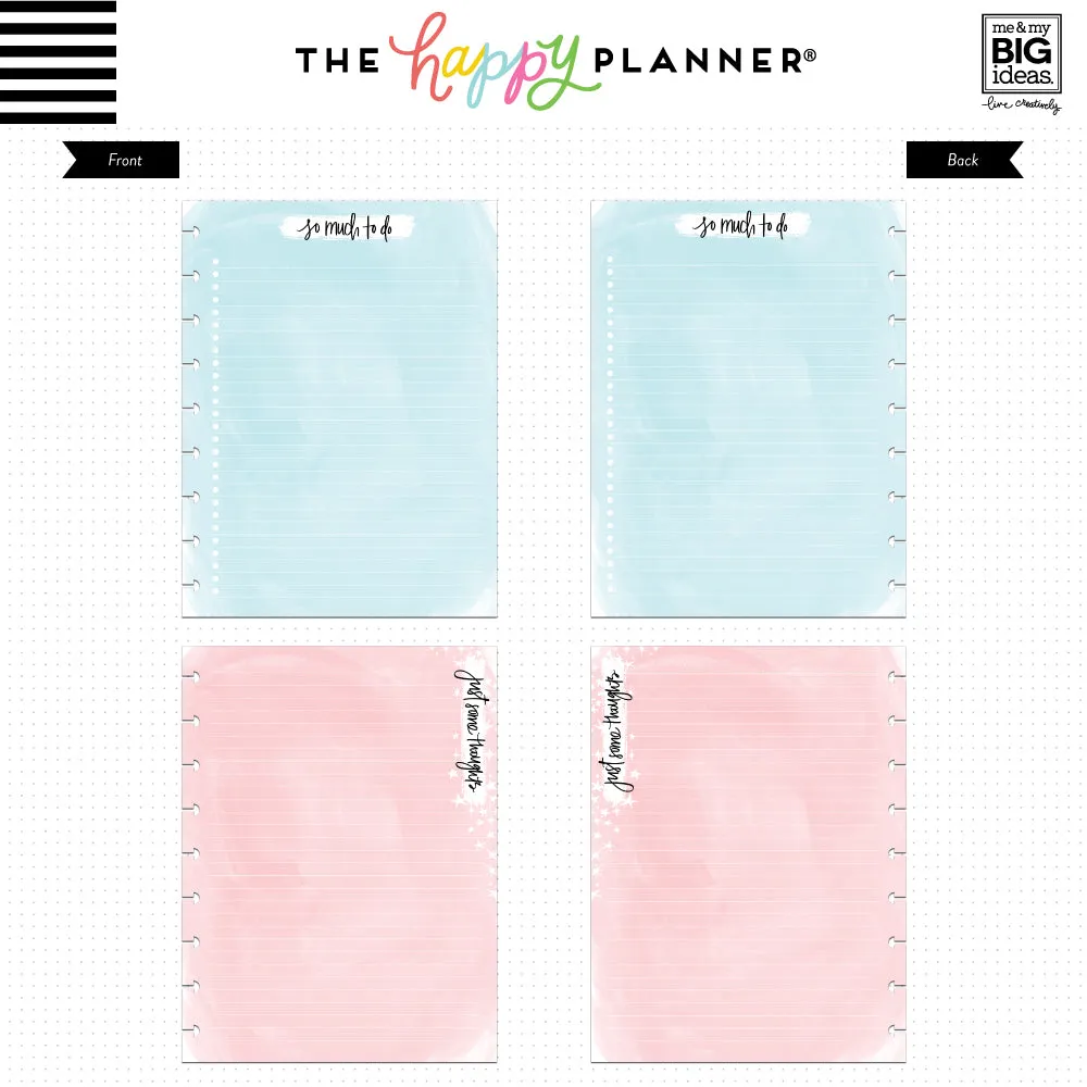 Happy Planner Watercolor Classic recharge papier 60 feuilles ligné