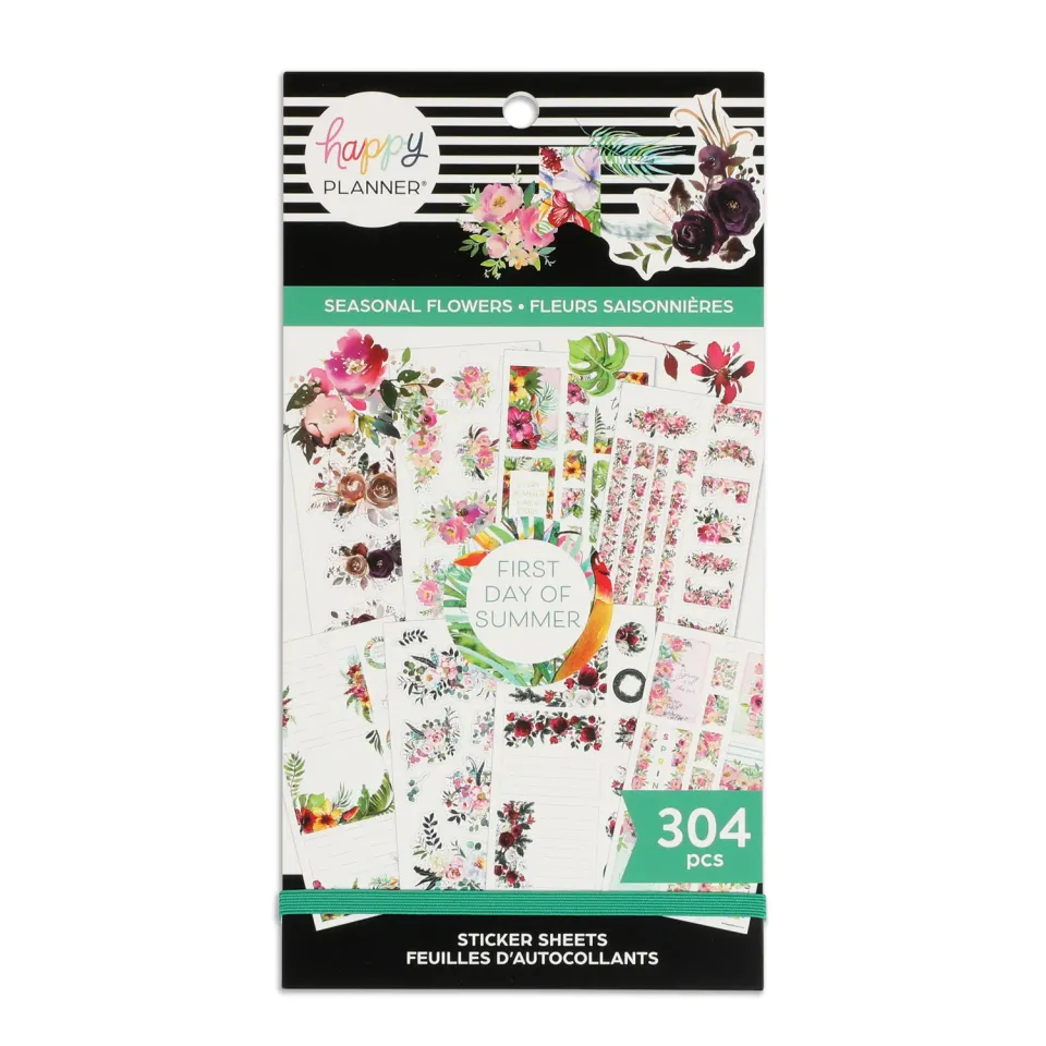 Happy Planner Seasonal Flowers stickers fleurs 304 motifs saisonniers