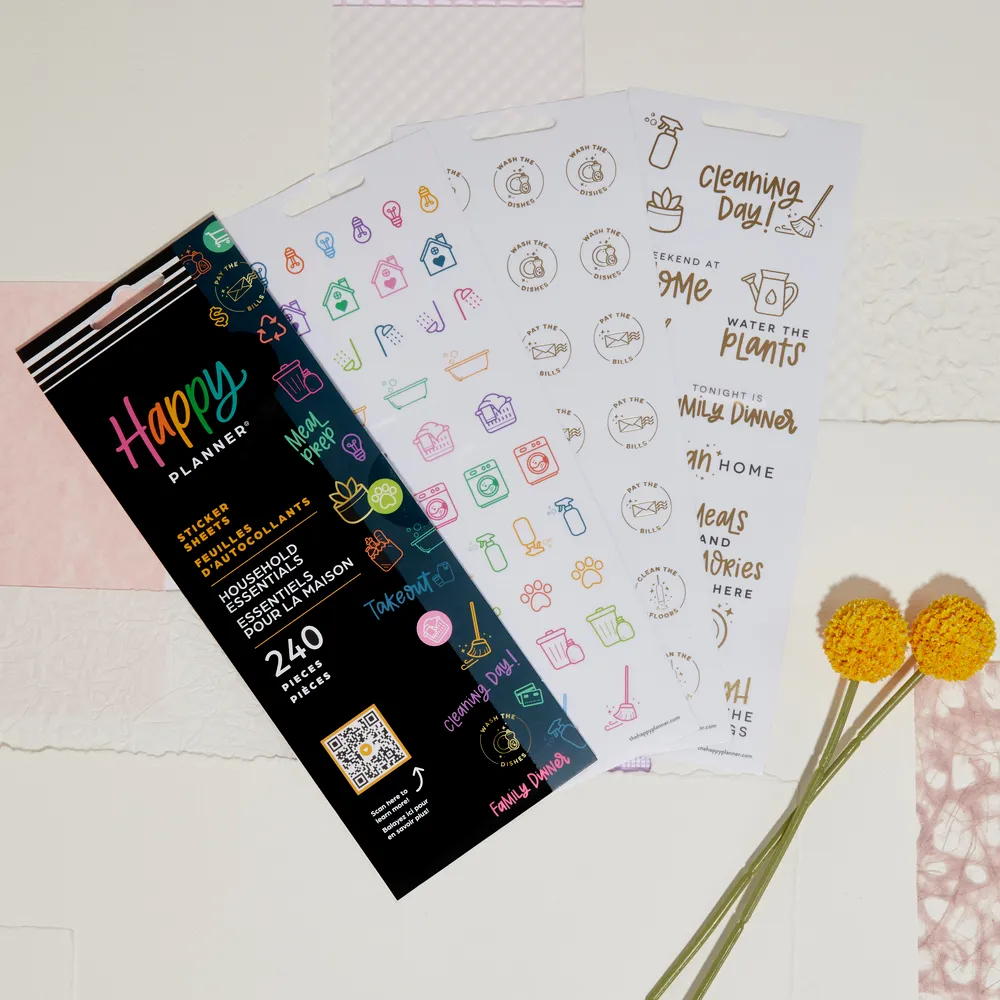 Happy Planner Household Essentials stickers maison 8 planches