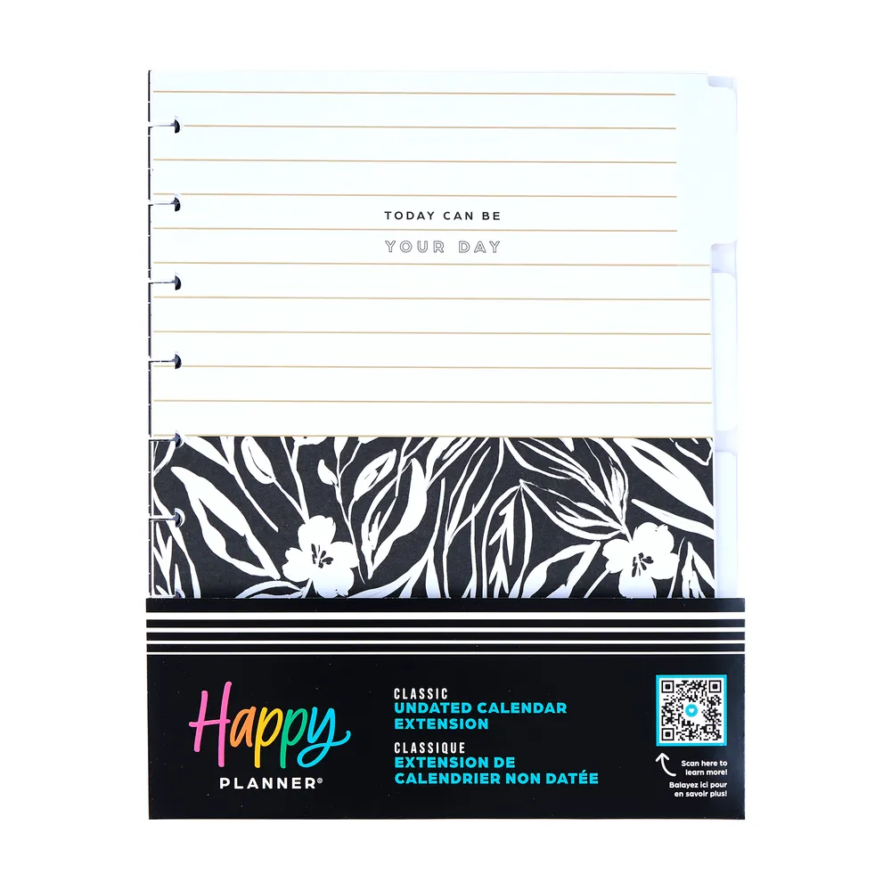 Happy Planner Classic Sketchy Florals recharge agenda 6 mois verticale