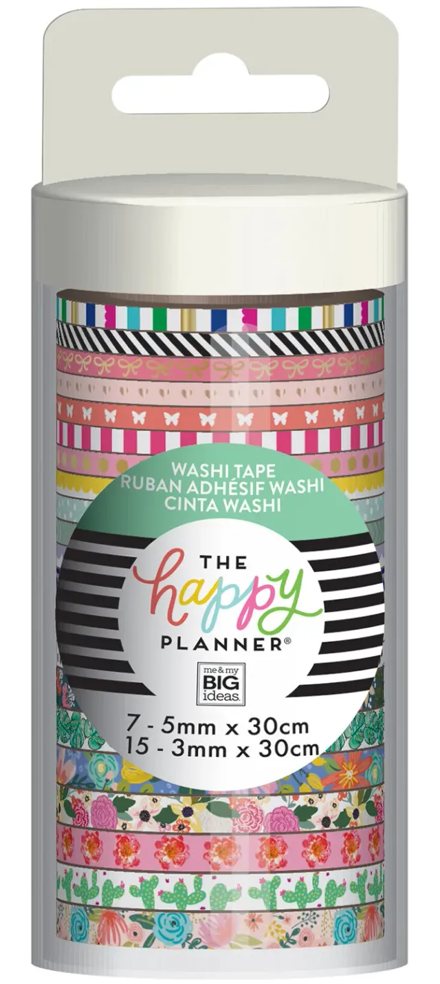 Happy Planner washi tape floraux 22 rouleaux assortiment