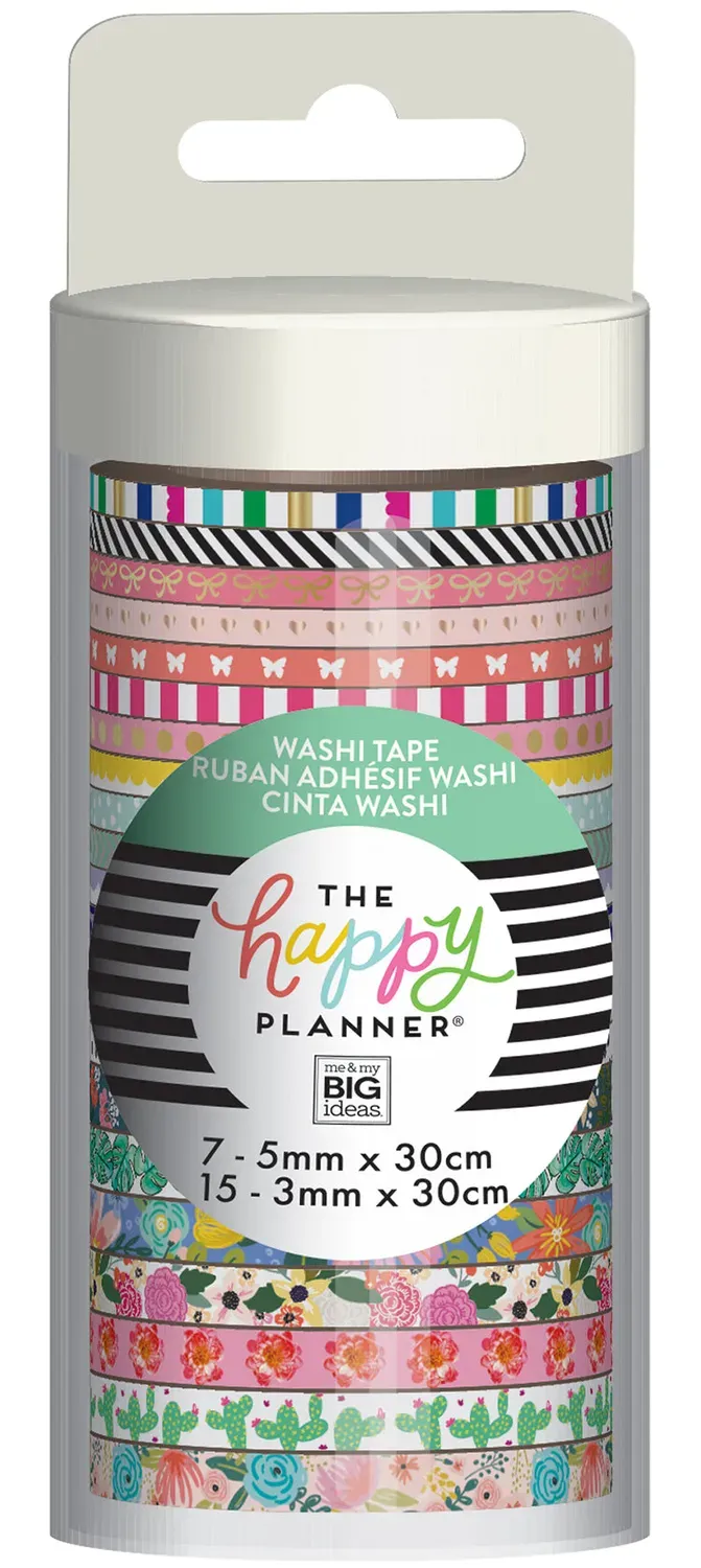 Happy Planner washi tape floraux 22 rouleaux assortiment
