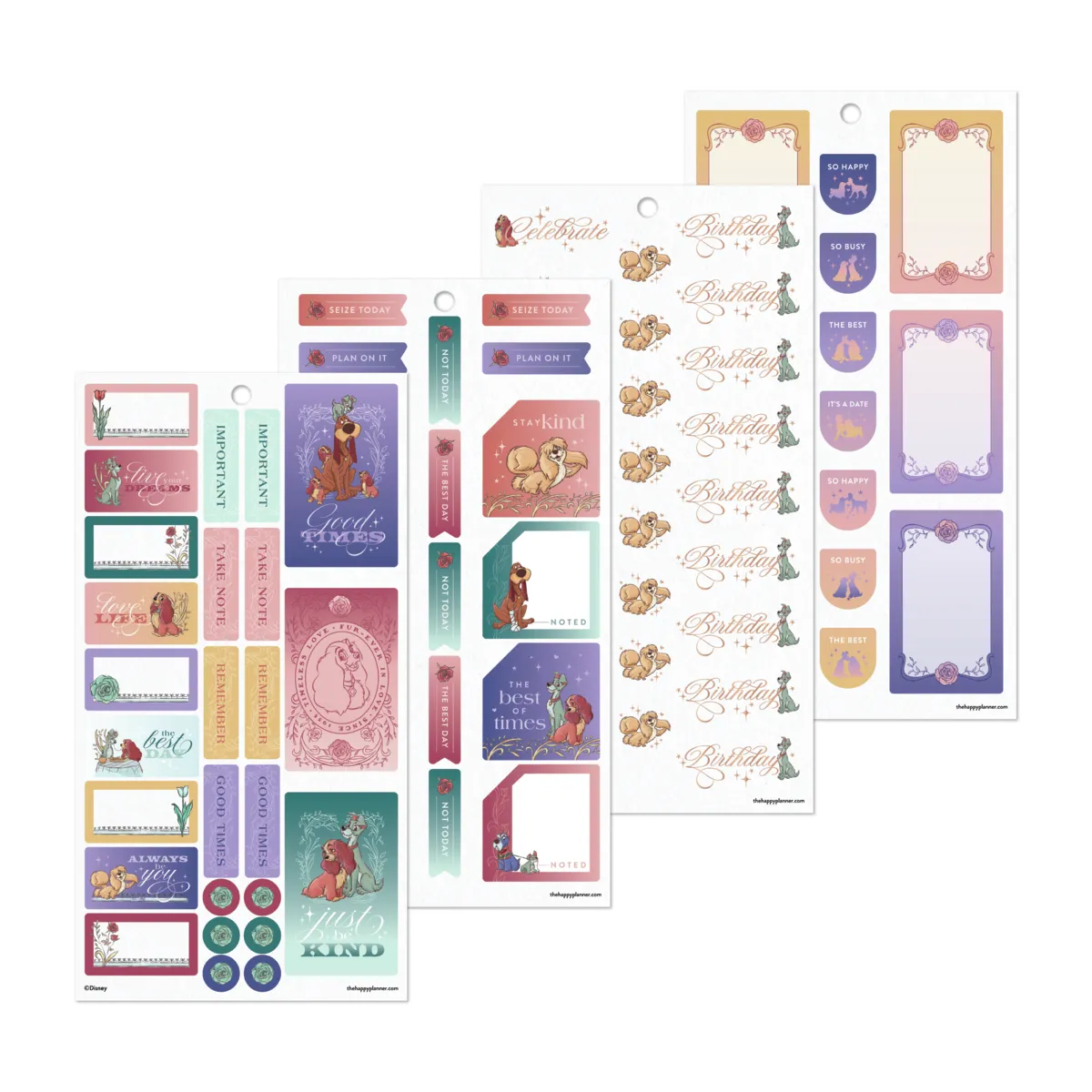 Happy Planner La Belle et Clochard stickers 526 autocollants
