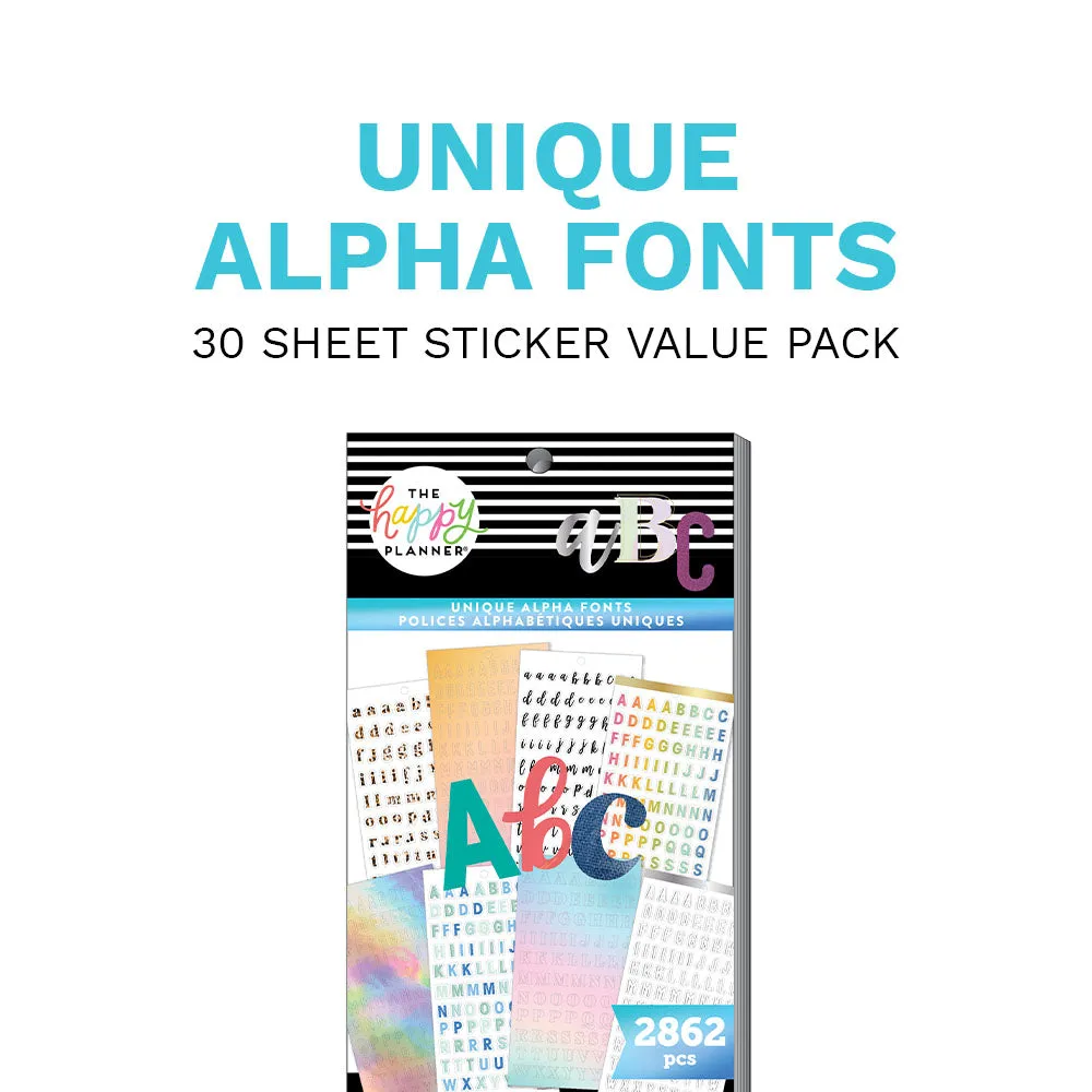 Happy Planner Unique Alpha Fonts stickers lettres 2862 pièces