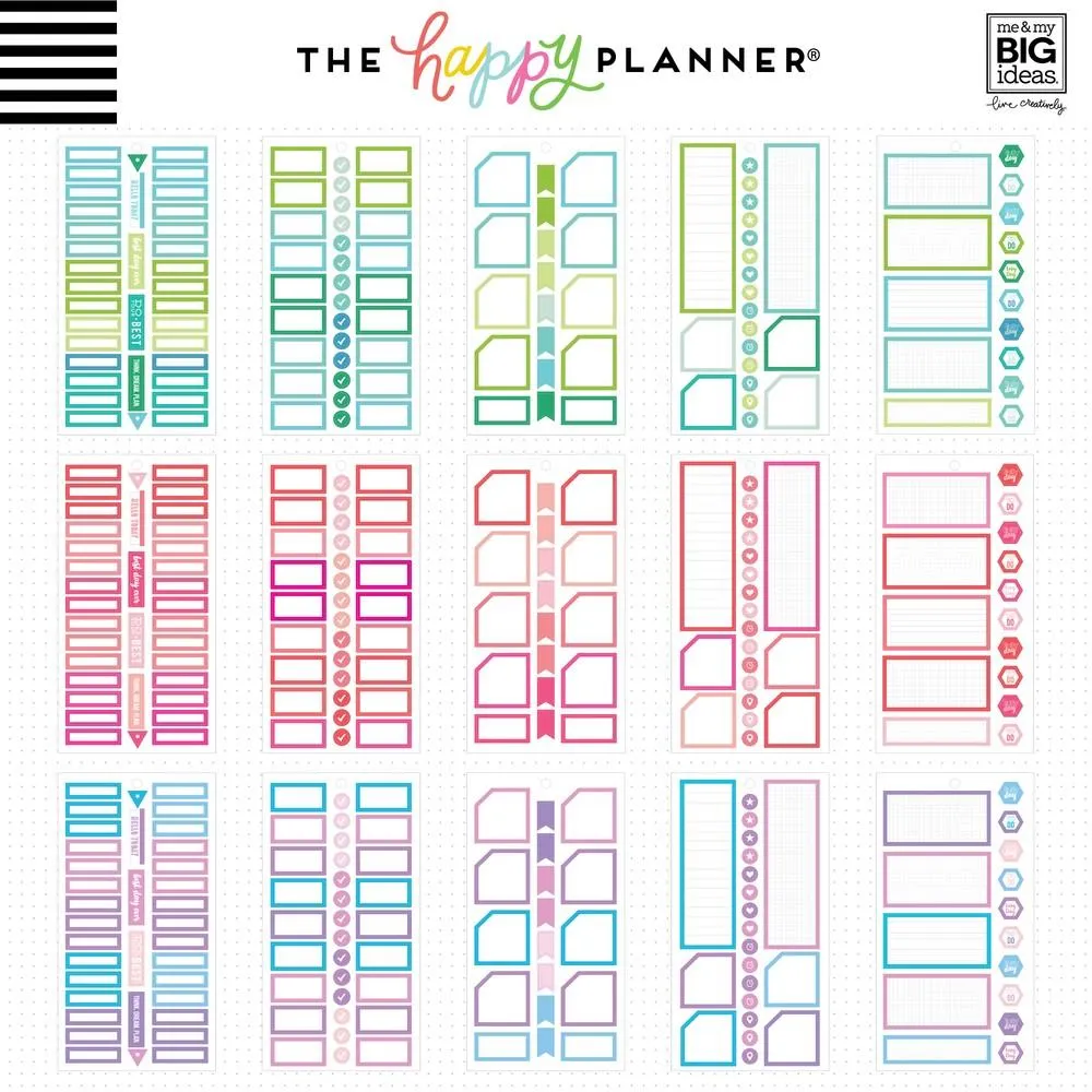 Happy Planner Colorful Boxes stickers mensuels 732 pièces