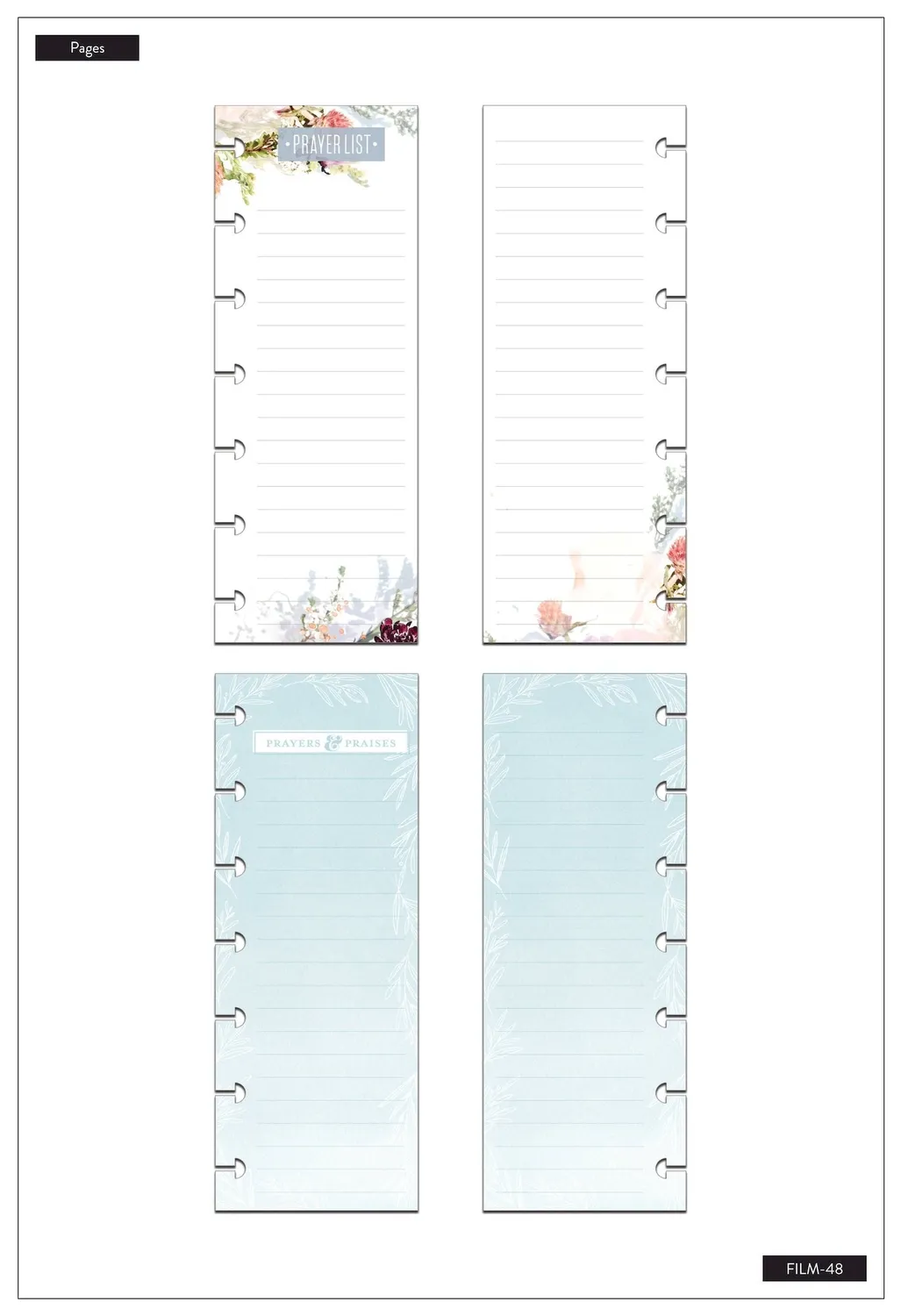 Happy Planner Faith Prayer List recharge mini 60 feuilles lignées
