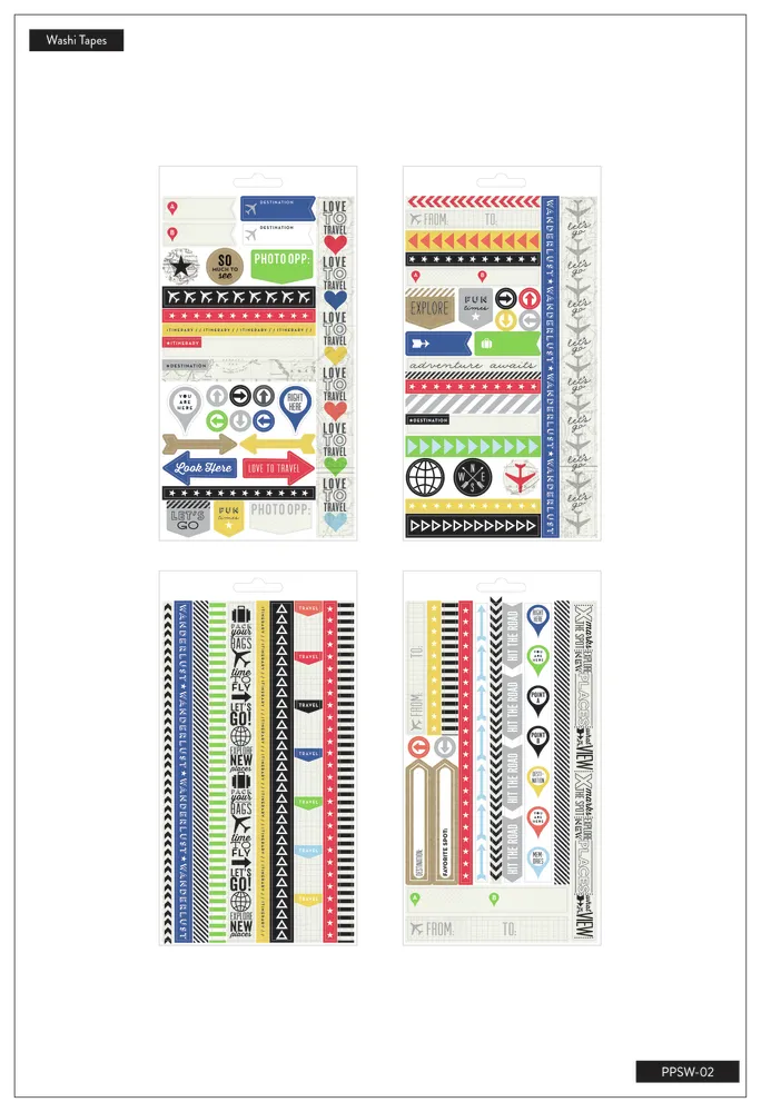 Happy Planner Travel Plans washi 4 feuilles voyage