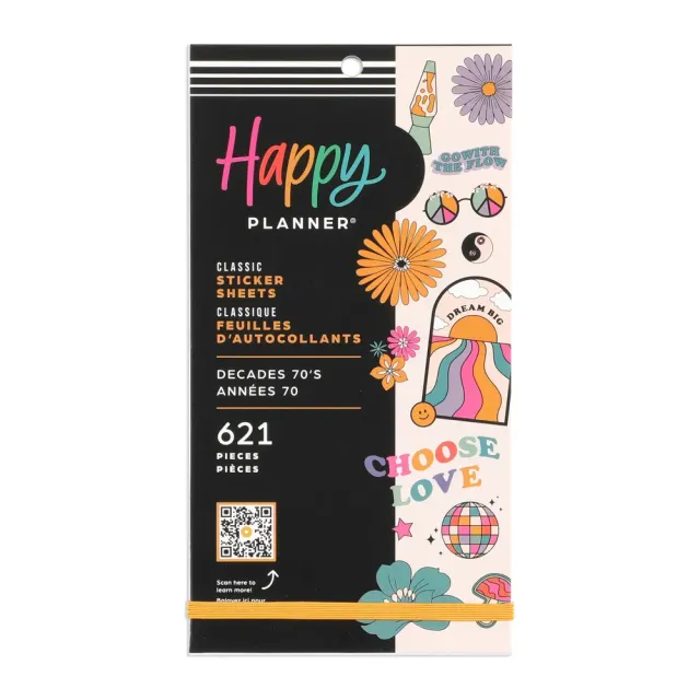Happy Planner Decades 70s stickers agenda 30 planches 621 pièces