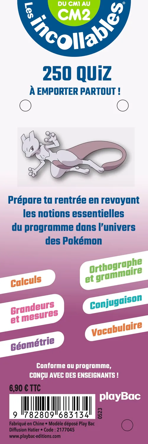 Les Incollables Pokémon Je rentre en CM2 éventail quiz 9/10 ans