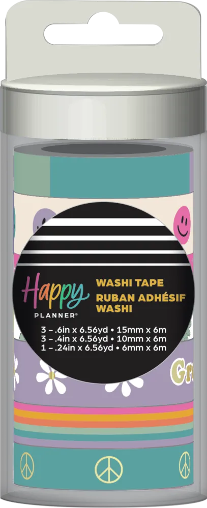 Happy Planner Decades 70s washi tape 7 rouleaux rétro